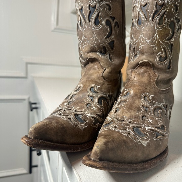 J.B. Dillon Women’s Western Cowboy Boots Size 8B Brown Leather Embroidered - Picture 4 of 10